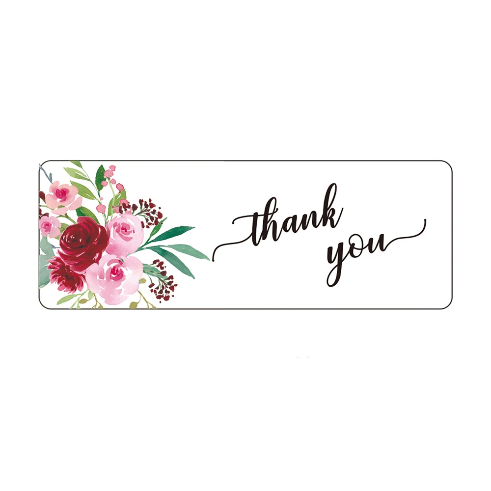 

120pcs/roll Rectangle Thank You Stickers Labels Envelope Sealing for Small Business Decor Sticker Stationery Supply 2.5*7.5cm