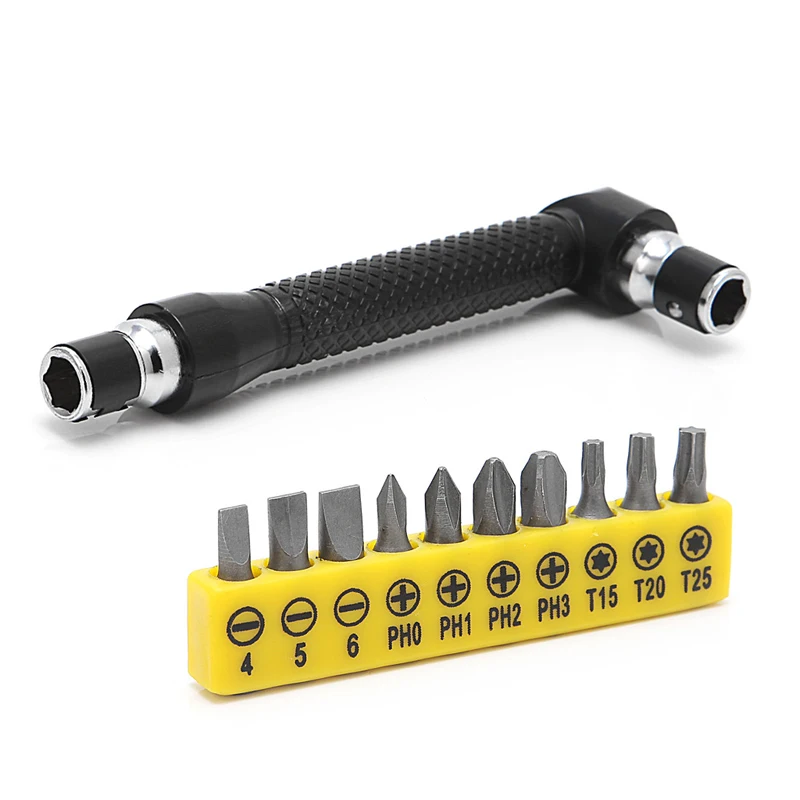 

10 in 1 Socket Screwdriver L-shaped Angle for Head Twin Wrench Driver Torx Flat
