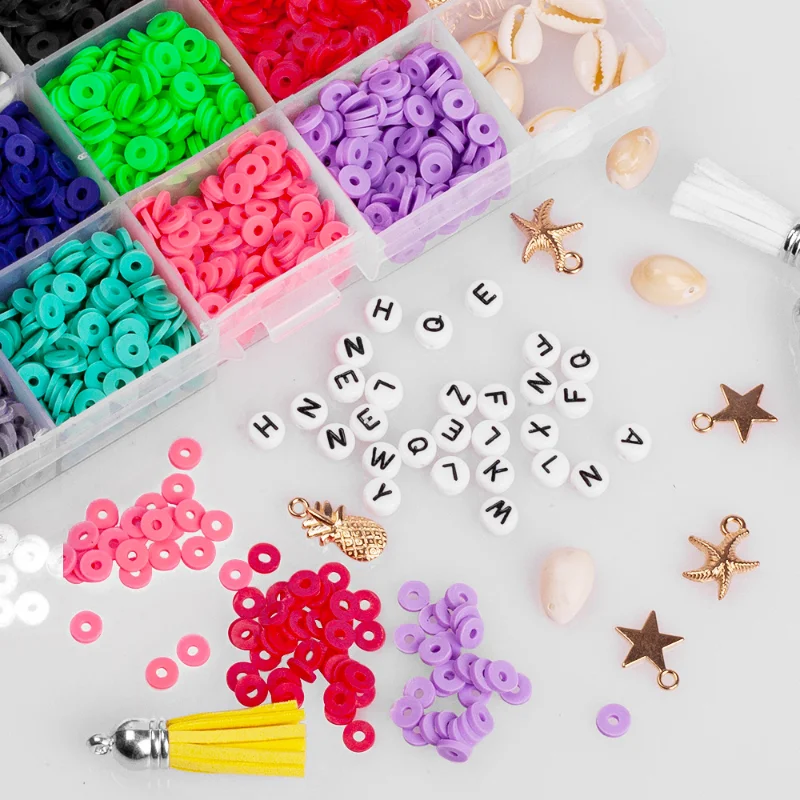 15 Grids PU Tube Soft Clay Tassel Bracelet Combination Kits for Jewelry Making Accessories DIY Necklaces Bracelets Supplies