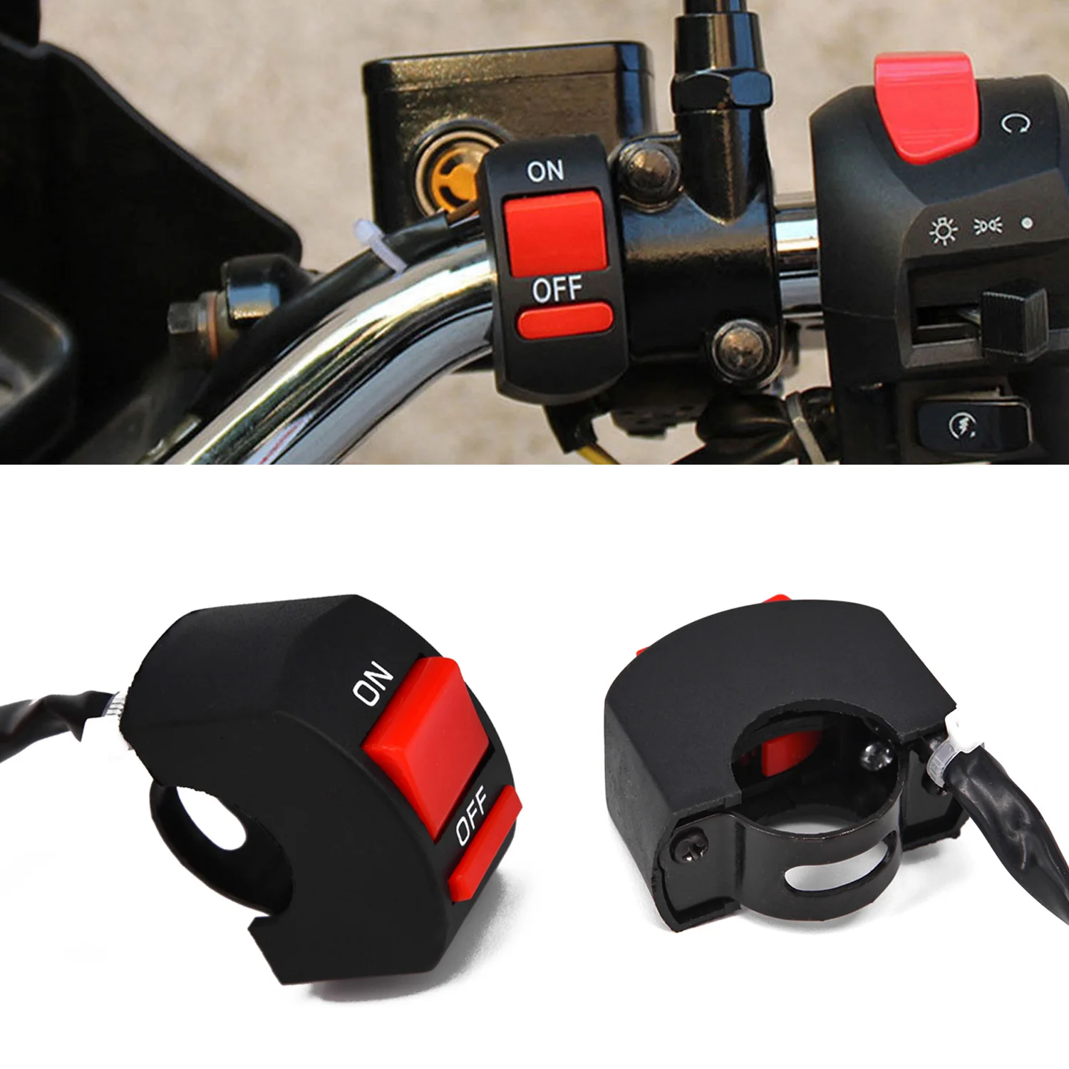 

1pc Switch Light Bike Motorcycle Mount Switch with ON/OFF Button Universal