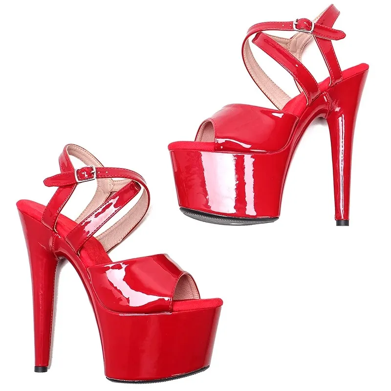 055 PU Uppre новые цветные босоножки на высоком каблуке пикантная модельная обувь 17