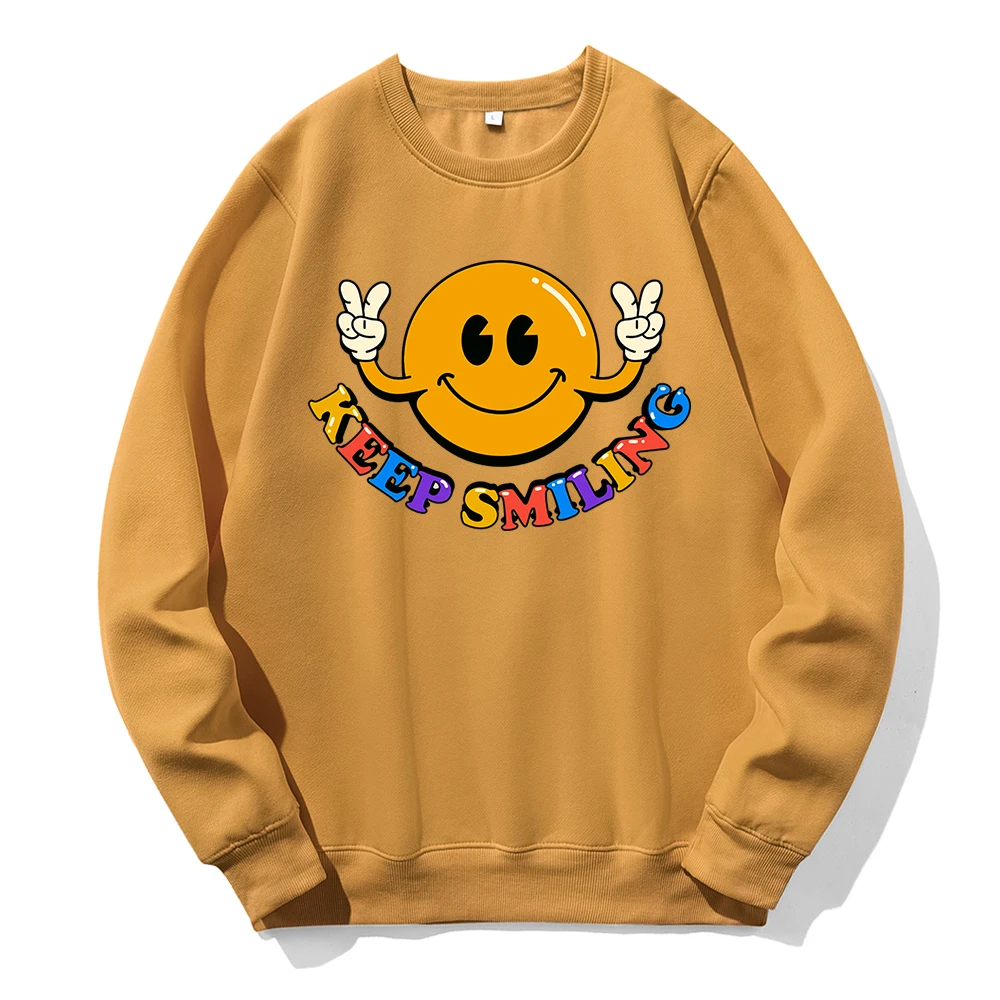 

Мужские толстовки с капюшоном Keep Smile To Life, базовая теплая толстовка с круглым вырезом, свободная флисовая толстовка большого размера, Повседневная универсальная одежда с круглым вырезом