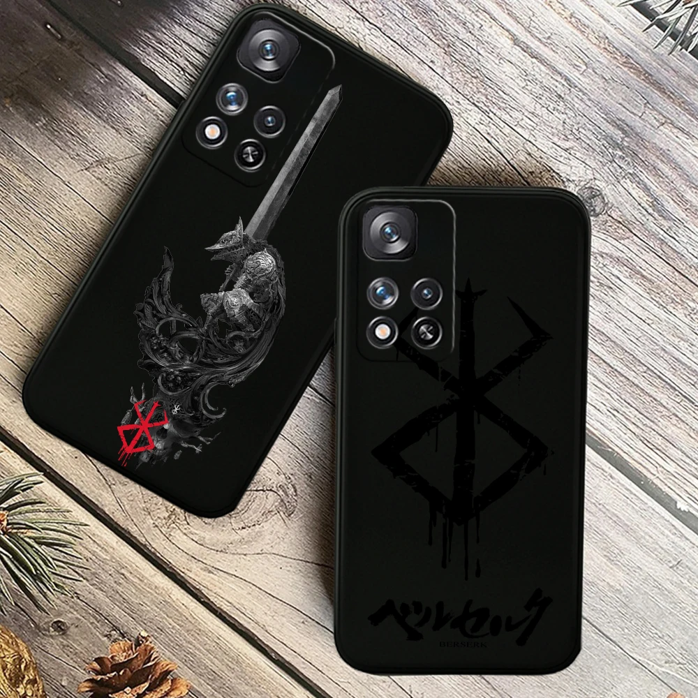 Berserk комиксы крутой для Redmi Note 13 12 Turbo 11T 11P 11E 11S 10T 10S 10 9 Pro Plus Max силиконовый черный