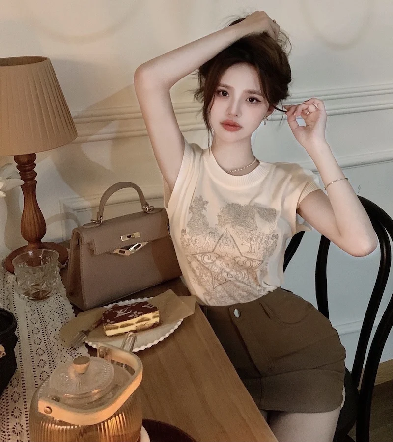 Реальная фотография искусственная Мода Вышивка без рукавов трикотажная женская