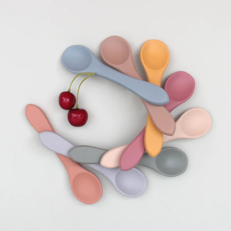 

1PCS Full Silicone Spoon For Utensils Food Grade Silicone Free Dishes Feeding Set Easy To Rinse Tableware