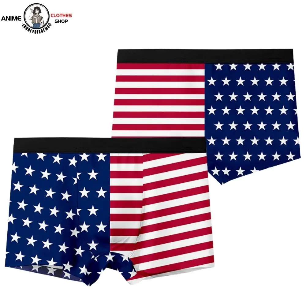 Flag Boxer Briefs American Briefs Couples Loose Large Size Fashion Fun Briefs Hip Hop Swimming Shorts