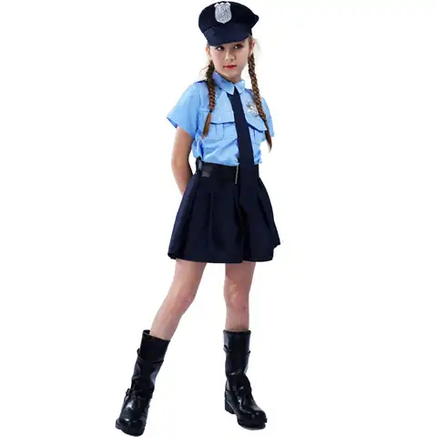 Полицейская униформа для девочек, Детский костюм для косплея, роскошное полицейское платье, одежда для Хэллоуина, детское платье, крутые де...