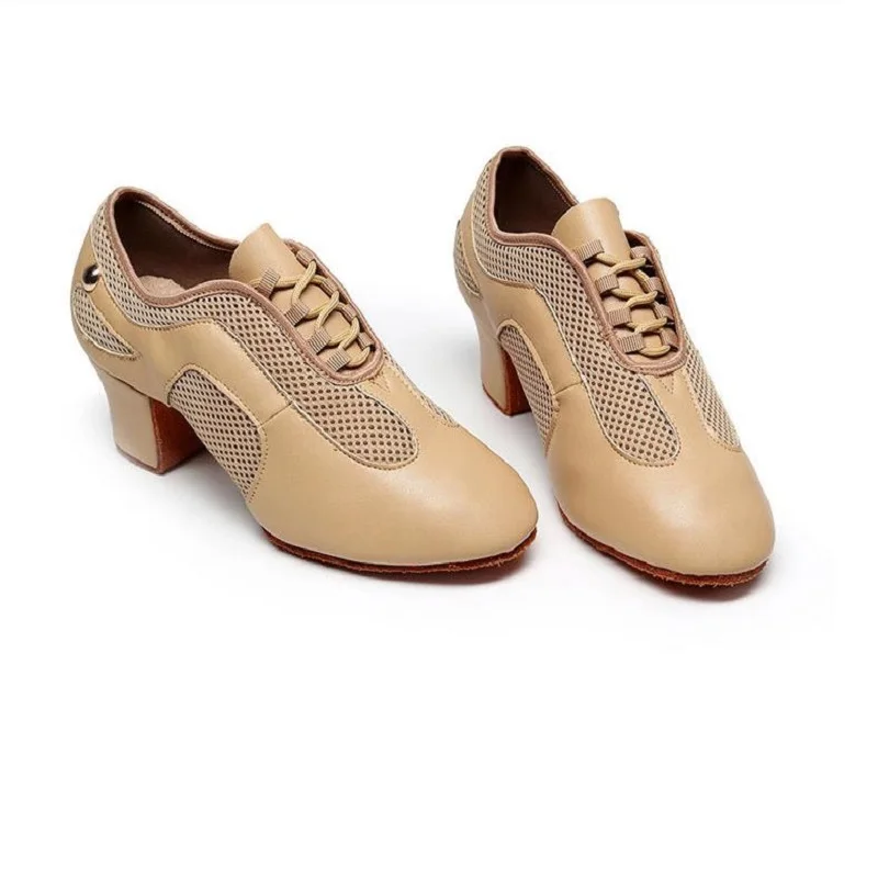 

Ballet Latin dance shoes Female adult professional medium heel soft soled dance shoes Teacher practice dance shoes