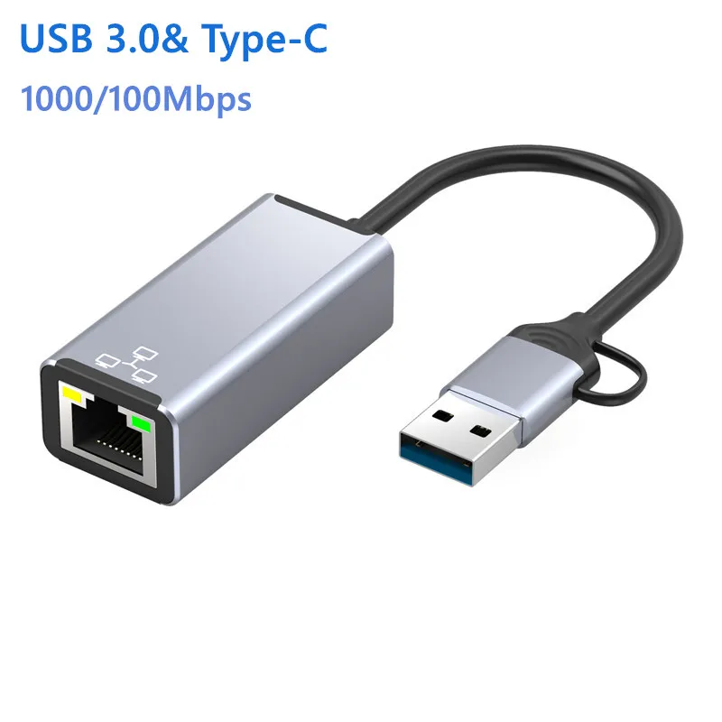 Kebidu tip-C Ethernet adaptörü 1000Mbps USB 3.0 RJ45 ağ kartı Laptop için Xiaomi PC Internet USB Lan Mi kutusu Nintendo anahtarı
