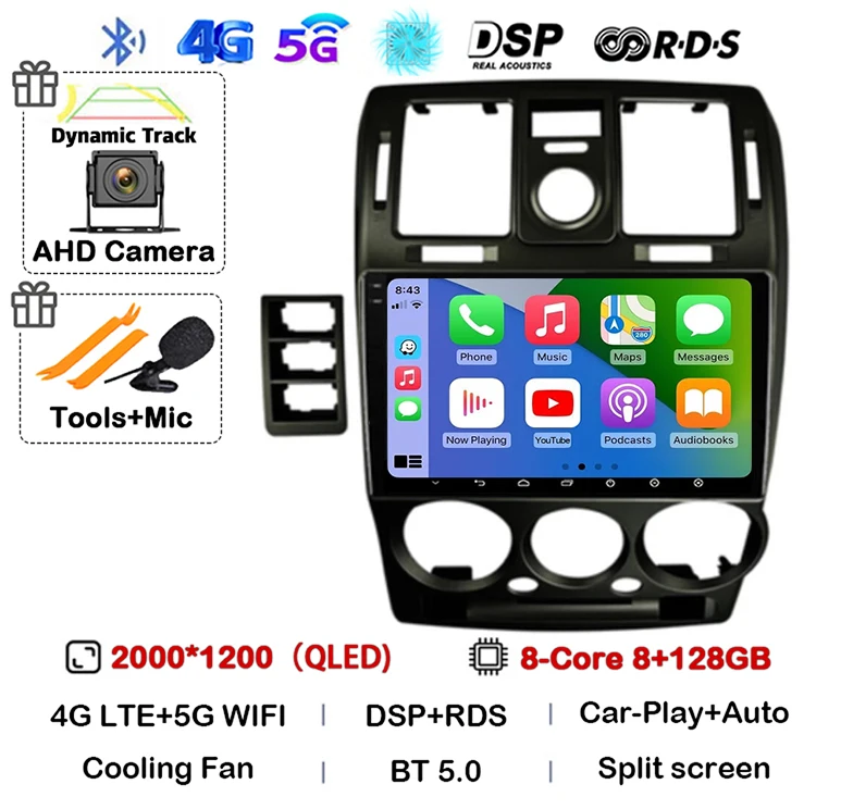 

Автомагнитола Carplay для Hyundai Getz 2002 2003 2004 2005 2006 2007-2011, мультимедийный автомобильный радиоплеер, видео, 4G, стерео, 2 Din, Android 13