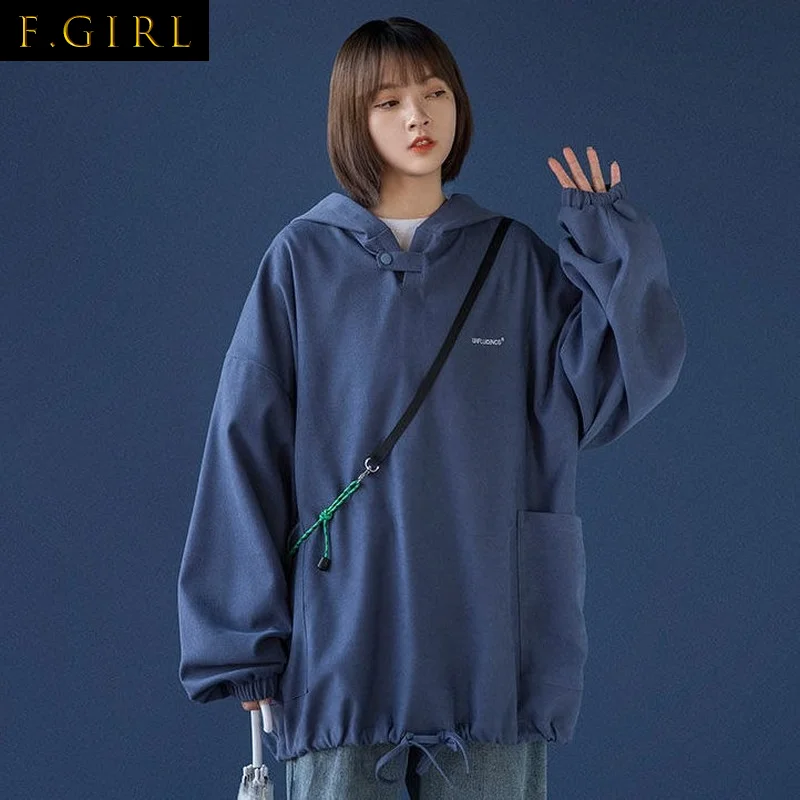 With Hat Hoodies Women Lacing Letter Printed Ins Designer Spring Sweatshirts Female Loose BF Korean Style Hip Hop Leisure Tops