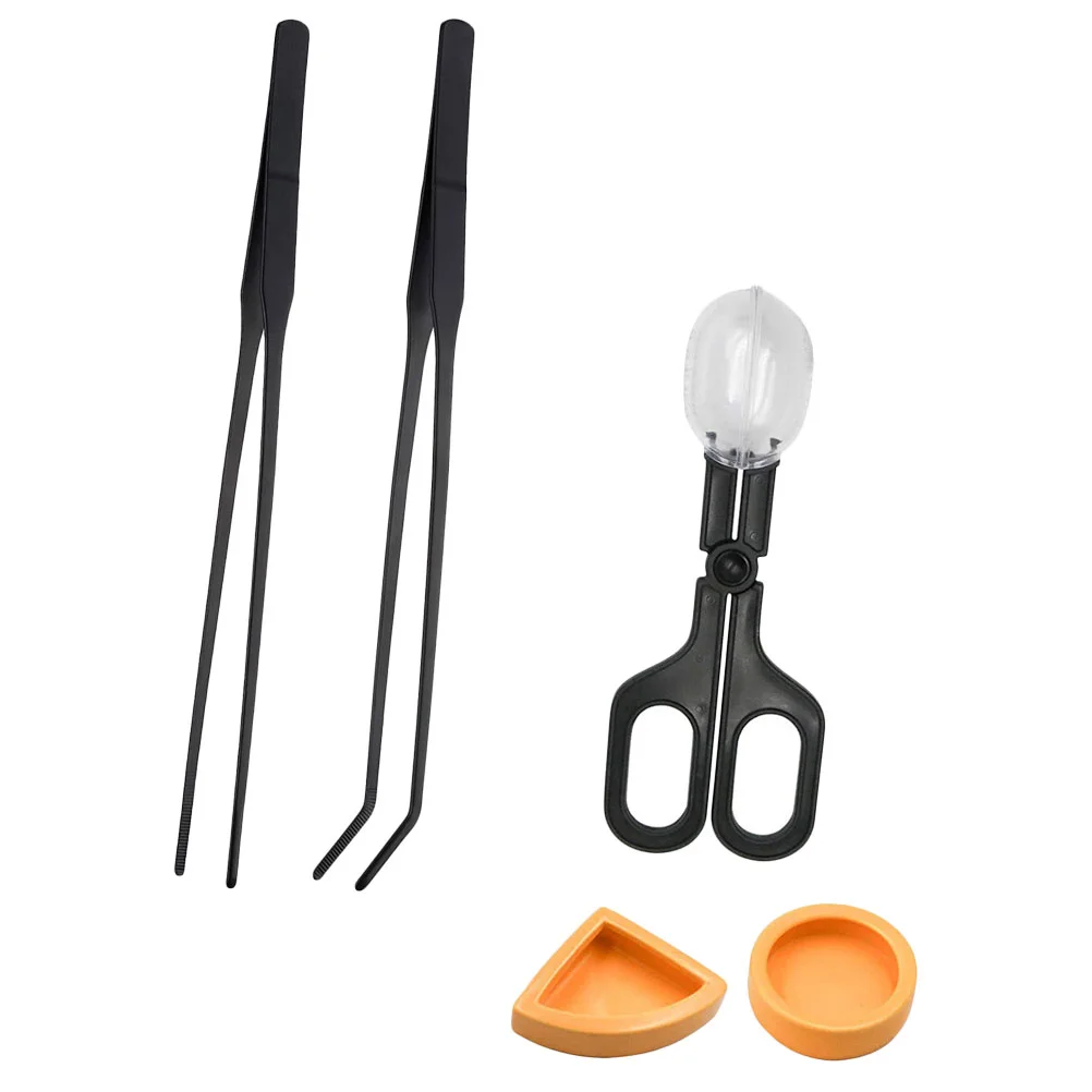 

1 set of Reptile Feeder Tool Feeding Tong with Tweezers Feeding Cup Plate