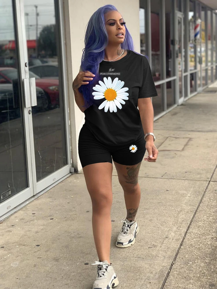 Женская футболка черный Классический Топ из двух частей и шорты модная серия с