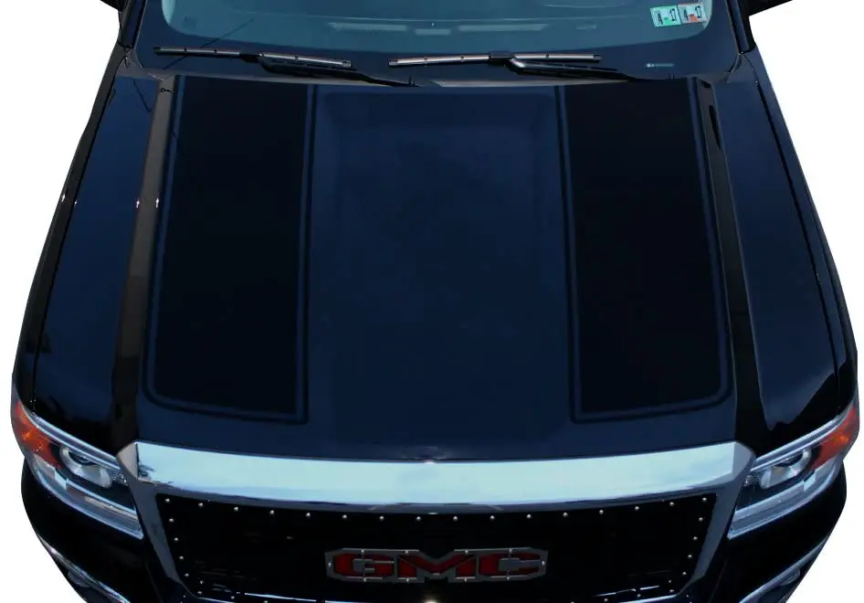 

Factory Crafts Racing Stripes Graphics Kit 3M Vinyl Decal Wrap Compatible with GMC Sierra 2014-2017 - Matte Black