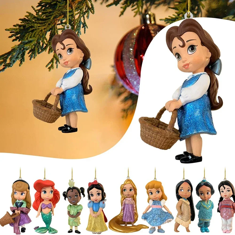 

Disney Cartoon Cute Princess Christmas Decorations 2D Acrylic Pendant Home Car Backpack Pendant Children's Holiday Themed Gifts