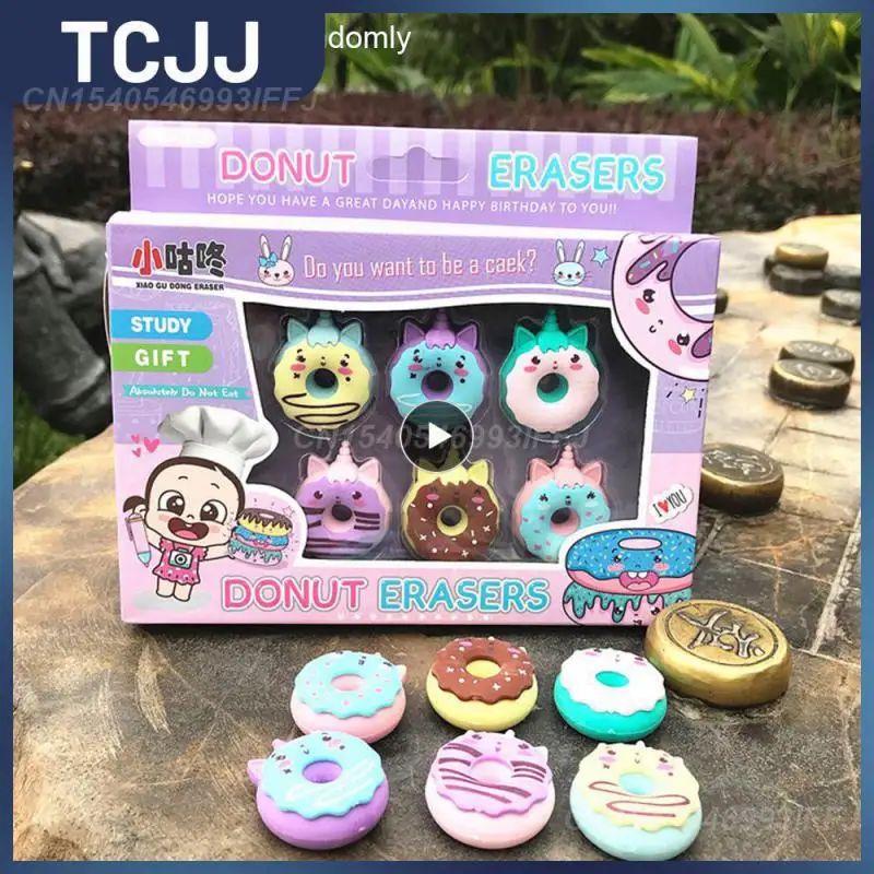 

Donut Shape Pencil Rubber Cute Cartoon Safe And Non-toxic Eraser Set Ordinary Eraser Student Stationery Eraser 1 Set