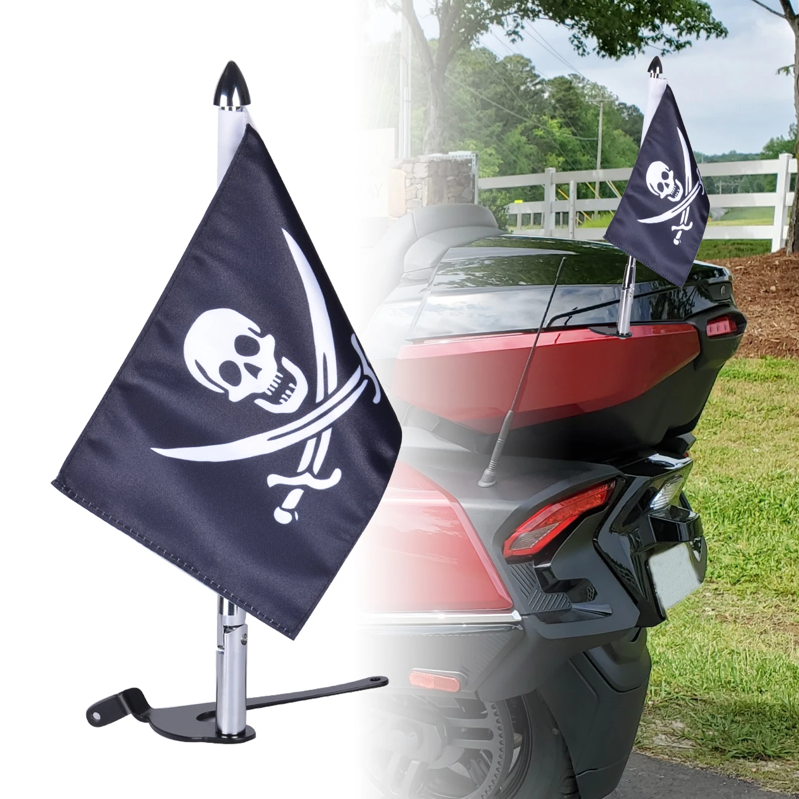 

For Spyder F3/RT Accessories Trunk Mounted Folding Flag Pole Kit with Mutiple Flags Fits for Can AM Spyder RT 2020+, F3 LTD 2017