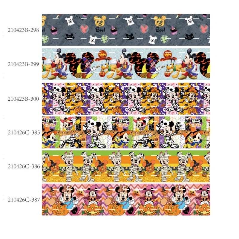 Disney лента для Хэллоуина Grosgrain Печатный Микки Маус мультфильм 25 мм Hairbows DIY 10 ярдов
