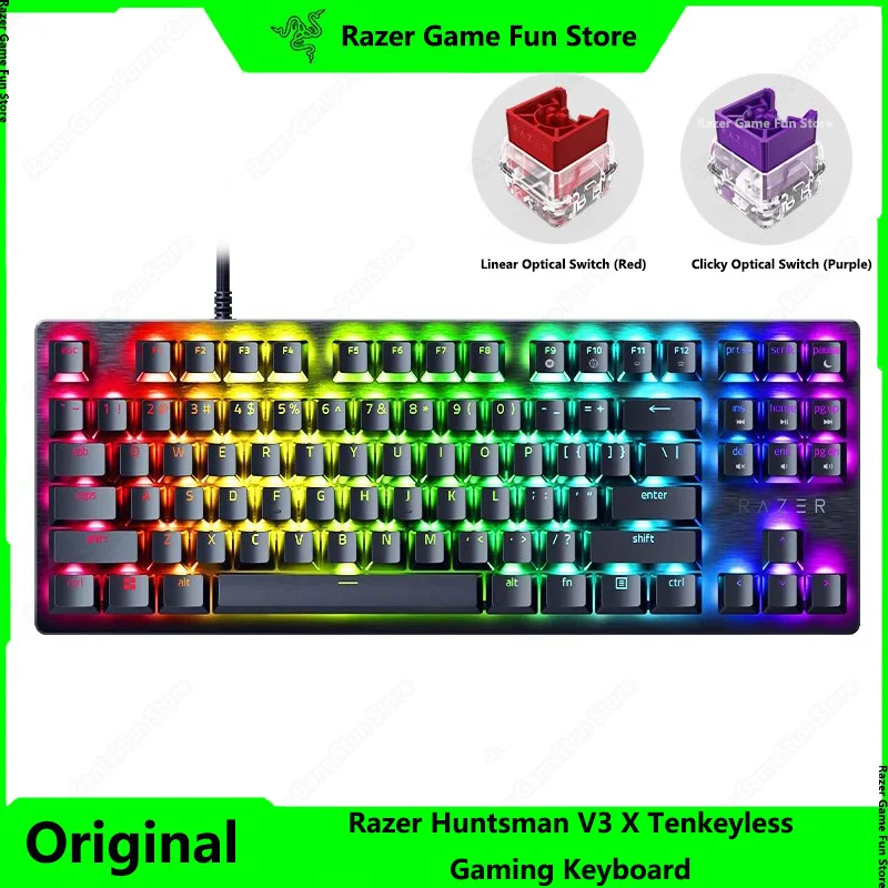 Razer Huntsman V3 X Tenkeyless Optical Esports Gaming Keyboard — 87-клавишные колпачки Form Factor Doubleshot ABS