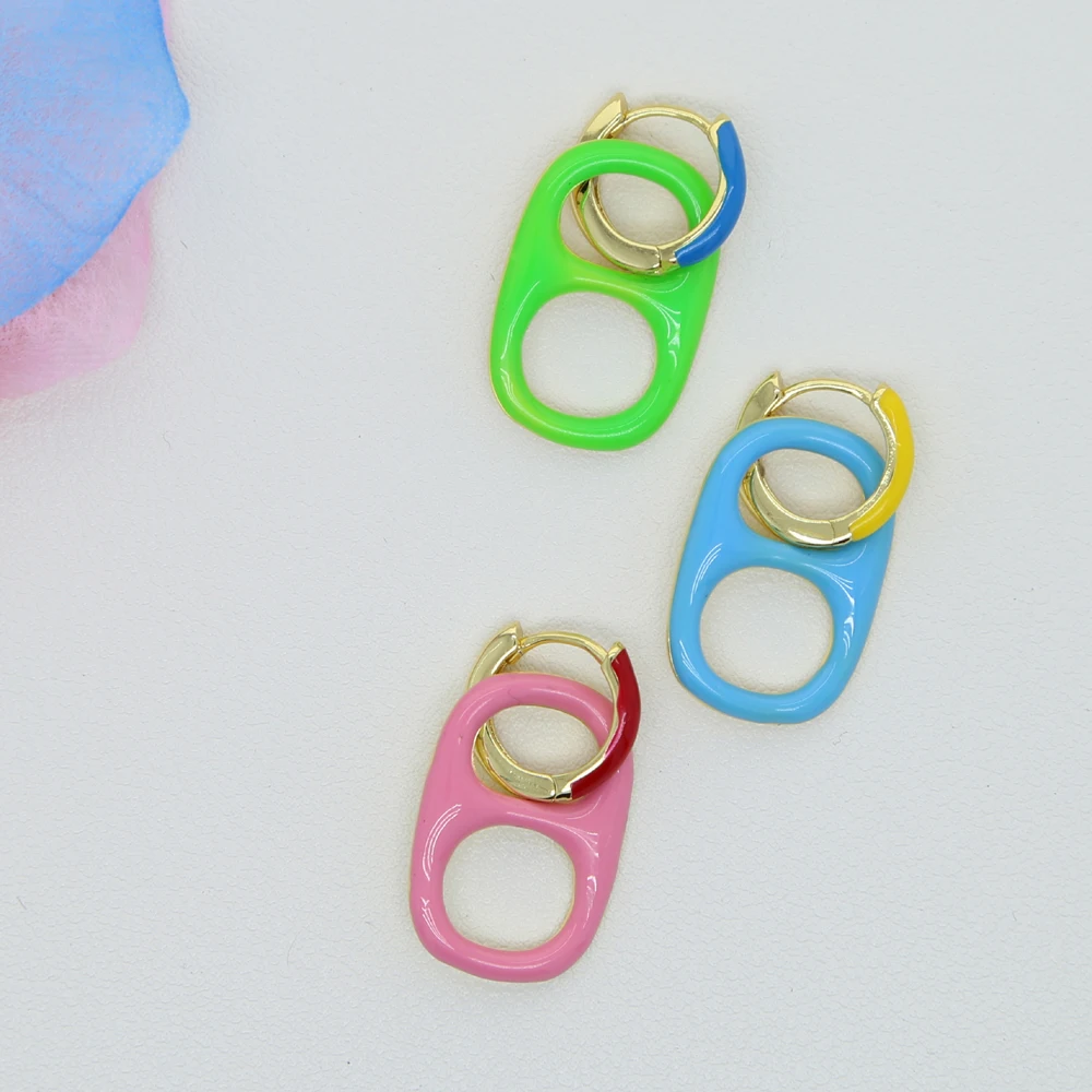 

Double Wear Detachable Drop Earrings with Colorful Enamel Pink Blue Green Gold Color Mini Hoop Earring Y2k Women Fashion Jewelry