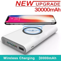30000mah wireless charging power bank portable charging 2 usb phone external battery charger poverbank for iphone and android