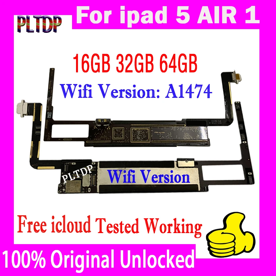 

Free iCloud A1474/A1475 or A1476 for iPad 5 Air 1 Motherboard Wifi & 3G SIM Cellular Version for iPad 5 Logic Boards With IOS MB