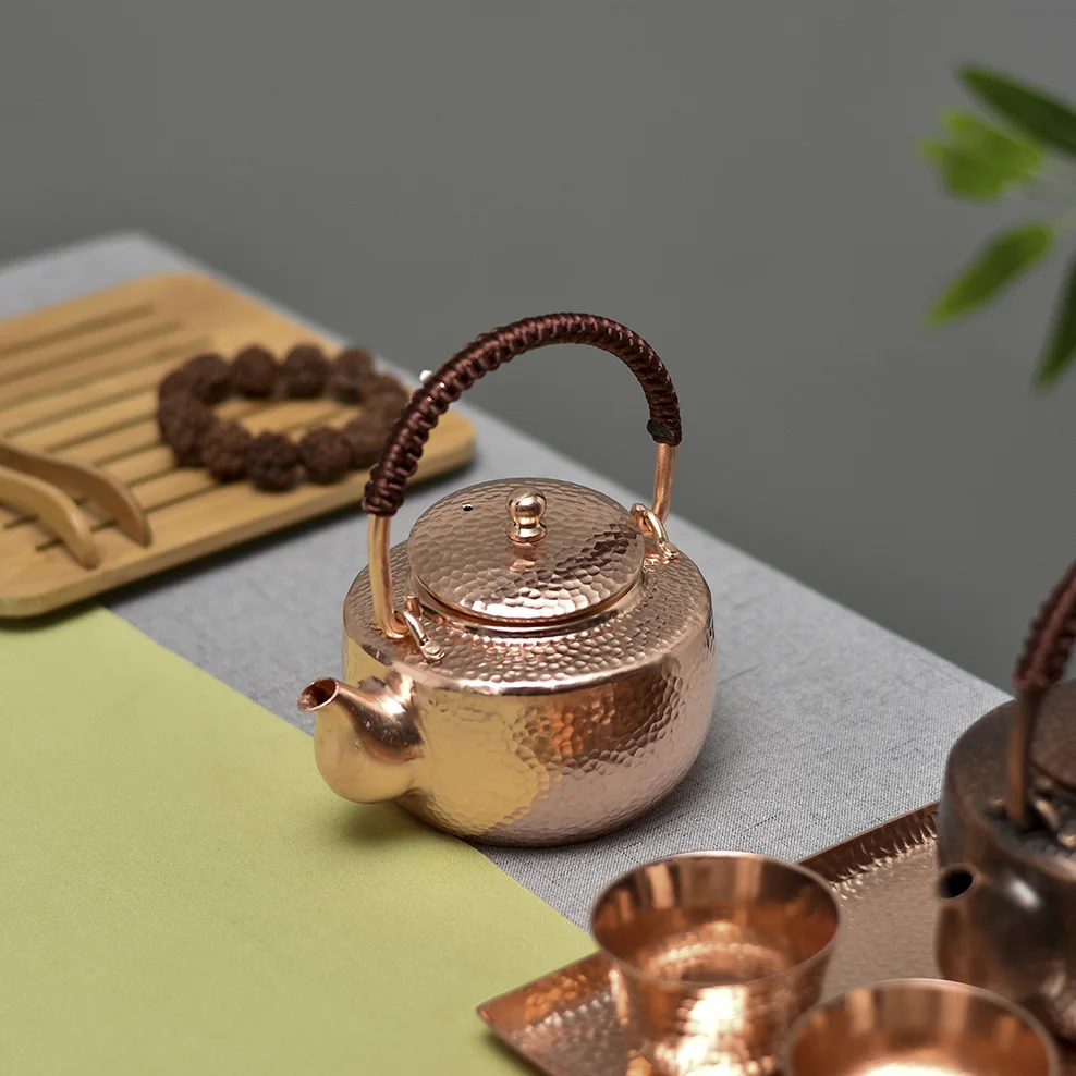 Pure Handmade Boiling Kettle 450MLPure Copper Teapot Lifting Beam Pot Health Tea Infuser Kung Fu Set For Brewing |