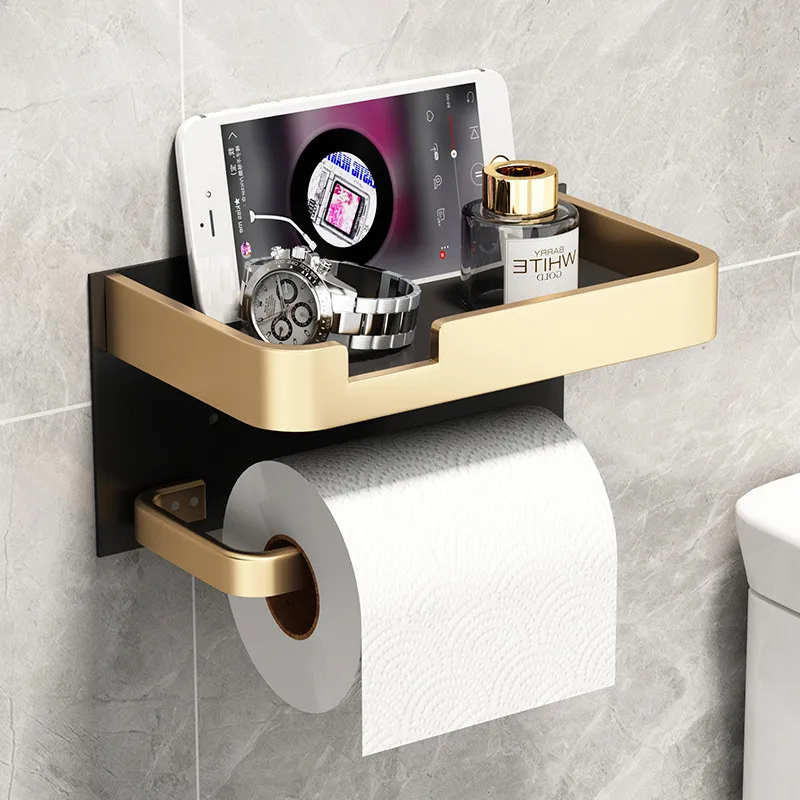 

Toilet Holder Tissue Phone Roll With Mount Rack Bathroom Paper Bathroom And Product Holder Wall Gold Tuqiu Paper Black Holder