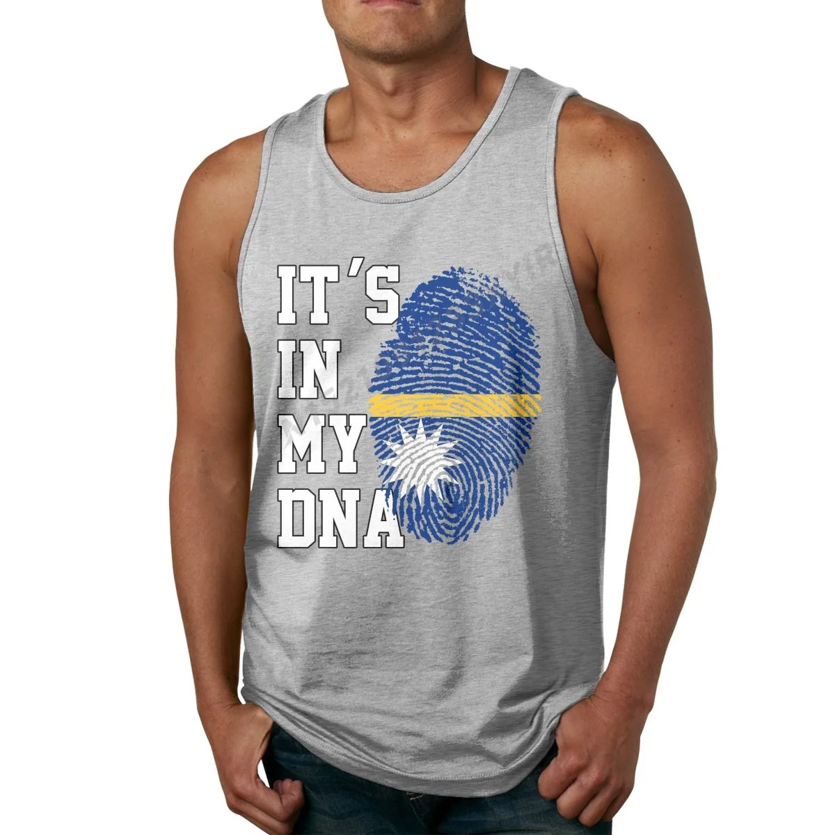 

Summer Men Tank Top IT'S IN MY DNA Nauru Flag Nauruan Fans TankTop Men's Shirt Hip Hop S-3XL sleeveless garment Cool