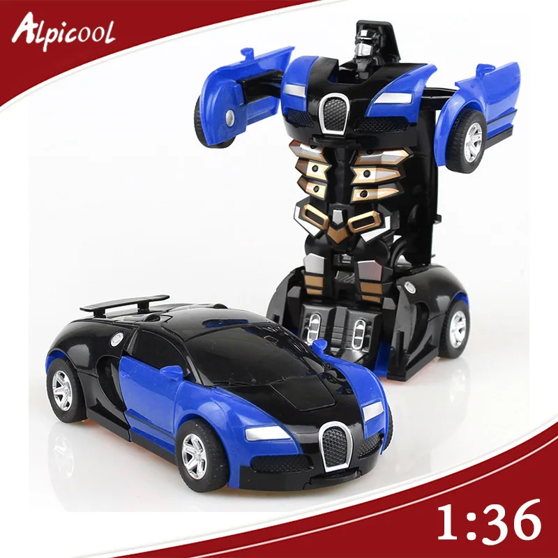 

Deformation Vehicle Collision Impact One-Button Inertial Bugatti Veyron Toy Car Transformers Robot Kid Child Gift Time limited