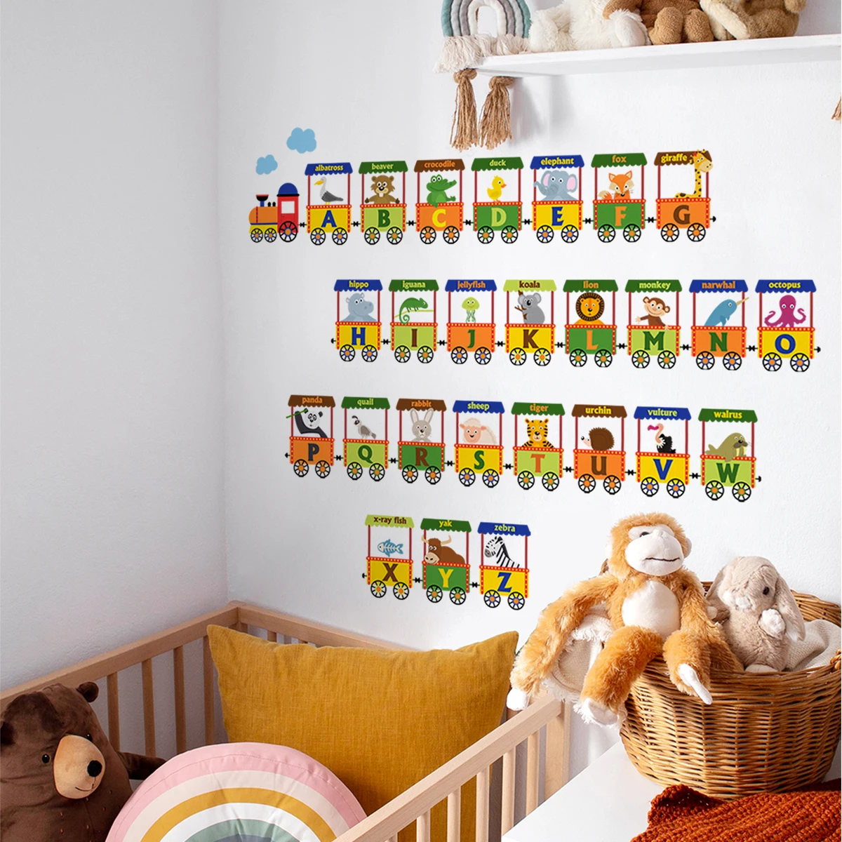 

Animal Letters Train Children's Room Decorative Creative Preschool Education Removable Wall Stickers