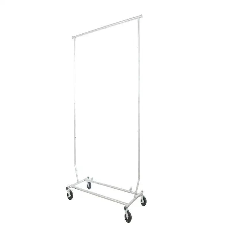 

Commercial Clothes Garment Rack Single or Double Rail, Expendable Adjustable Telescopic Rolling, Chrome