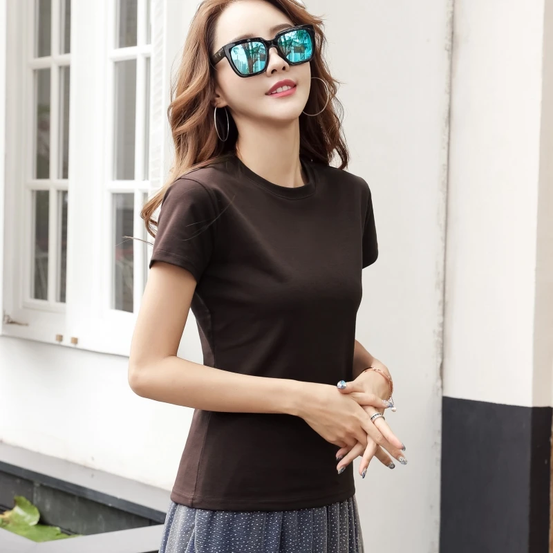 

Однотонные Короткие рукава aladies, мягкие и удобные, универсальные
