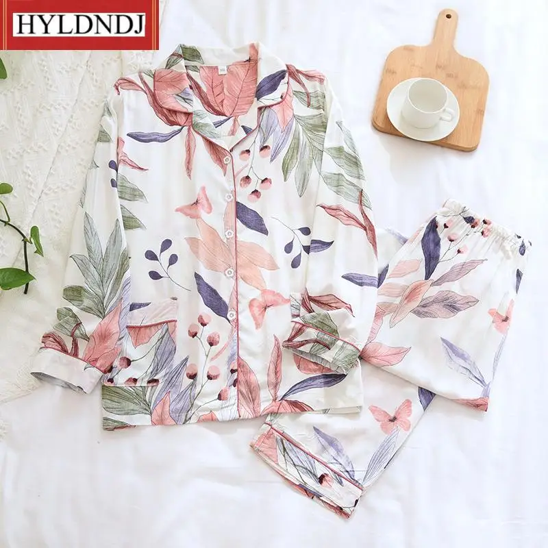 

Пижама женская из вискозы, с длинным рукавом и отложным воротником