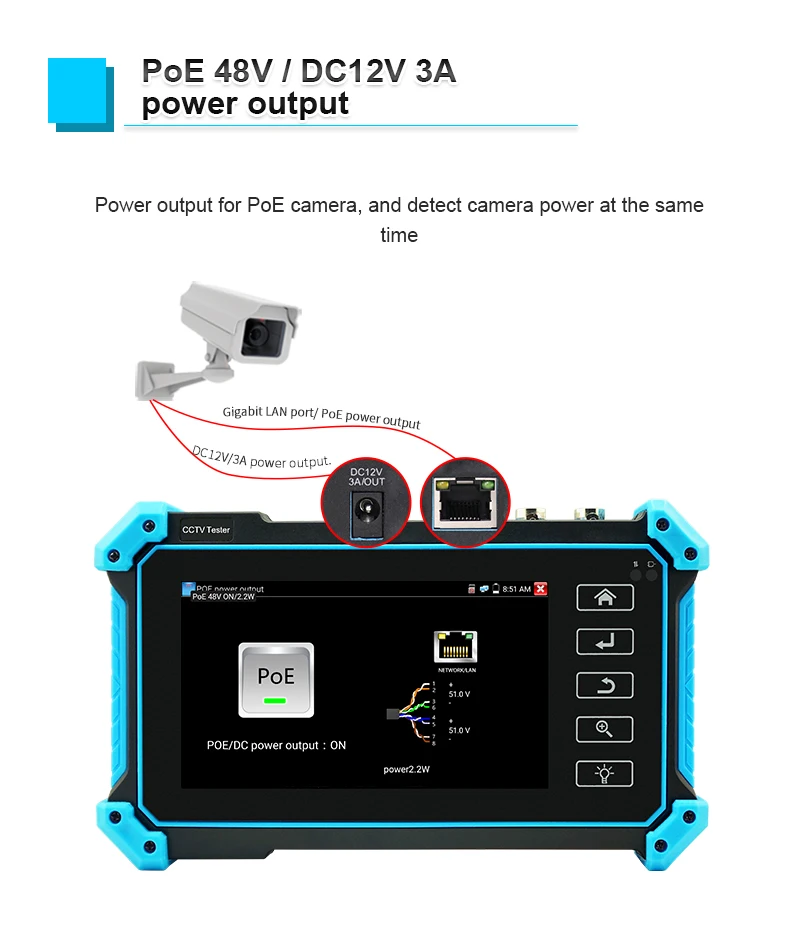 4K CCTV тестер IPC Тестер монитор камера инструмент для тестирования 8MP AHD CVI VGA HDMI вход