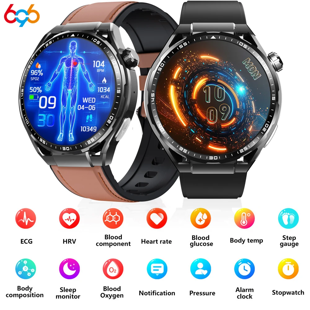 Новинка 2025 года SOS ЭКГ умные часы для мужчин пульсометр кислород в крови BP