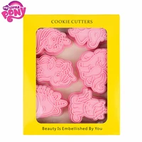 6pcsset my little pony cookie mould cartoon anime 3d unicorn modeling plastic pressing baking mold kitchen supplies kids gift
