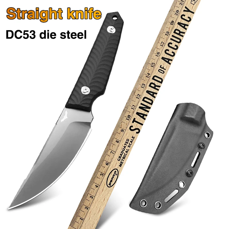 High hardness DC53 steel fixed blade outdoor hunting straight knife camping survival portable EDC tool G10 handle tactical knife