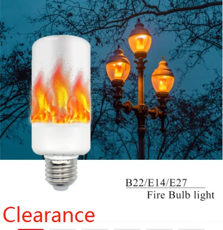 Новая светодиодная лампочка E27 с эффектом пламени лампочка-кукуруза B22 Мерцающая
