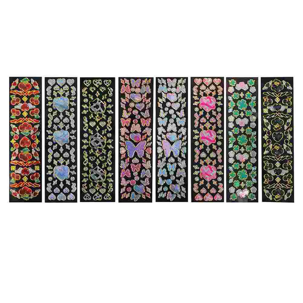 

8 листов декоративных наклеек для журнала, деликатные блестящие наклейки для скрапбукинга