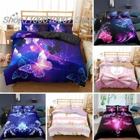 psychedelic butterfly colorful floral bedding set stripe flower print duvet cover for girls adults comforter cover bedroom decor