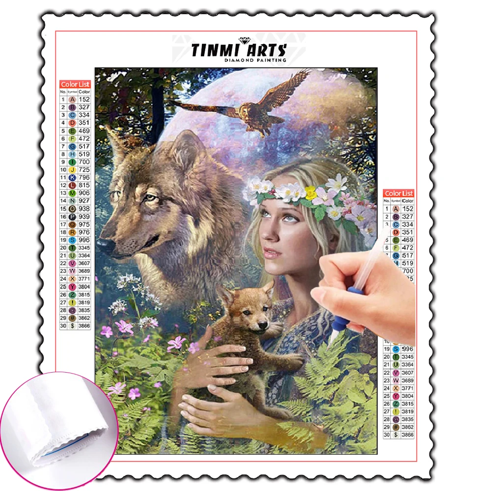 

5D DIY Wolf Animal Diamond Painting Kits Full Square Round with AB Drill Mosaic Embroidery Art Crafts Christmas Gift