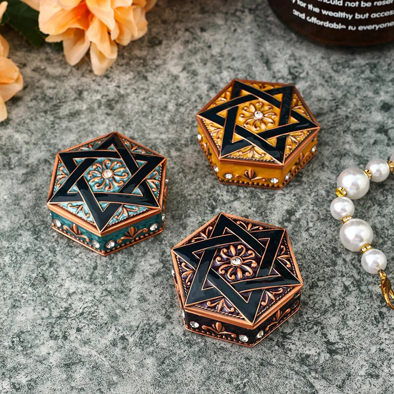 

Metal European Hexagram Urn For Dog Cat Bird Pet Cremation Ashes Openable Holder Small Animals Mouse Rabbits Fish Funeral Casket