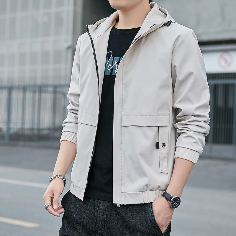 

new spring and autumn jacket 2021 men's thin jacket youth trend casual Hooded Jacket student jacket overcoat