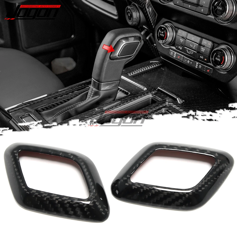 

Real Carbon Fiber Black Gear Shifter Knob Trim Cover For Ford F150 Raptor 2015-2022 Gear Shift Head Sticker 2Pcs Car Accessories