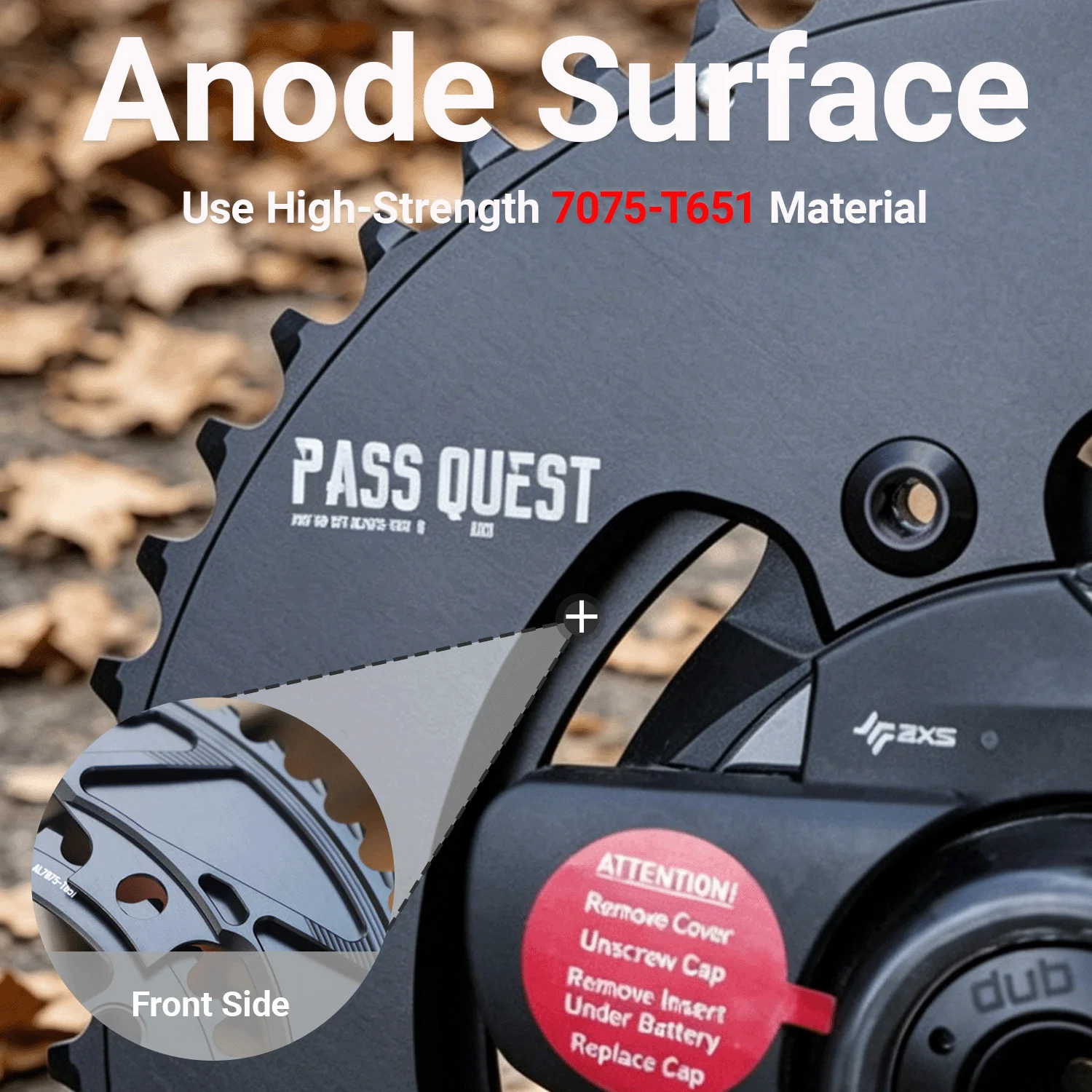 Фото Звездочка PASS QUEST 107 BCD с 4 креплениями для Sram Force 46 33 48 35, Quarq Powermeter 2x AXS, 12-скоростная, двойная. №2