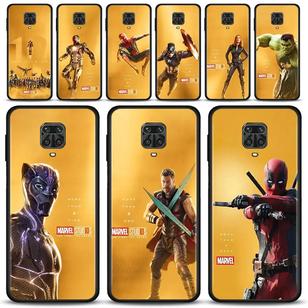 

Gold Yellow Marvel Heros Avengers Logo Case For Xiaomi Redmi 9 8 9C 9A 8A 7A Note 11 9 8 10 Pro 7 9T 8T 9S 10Lite Cover Shell