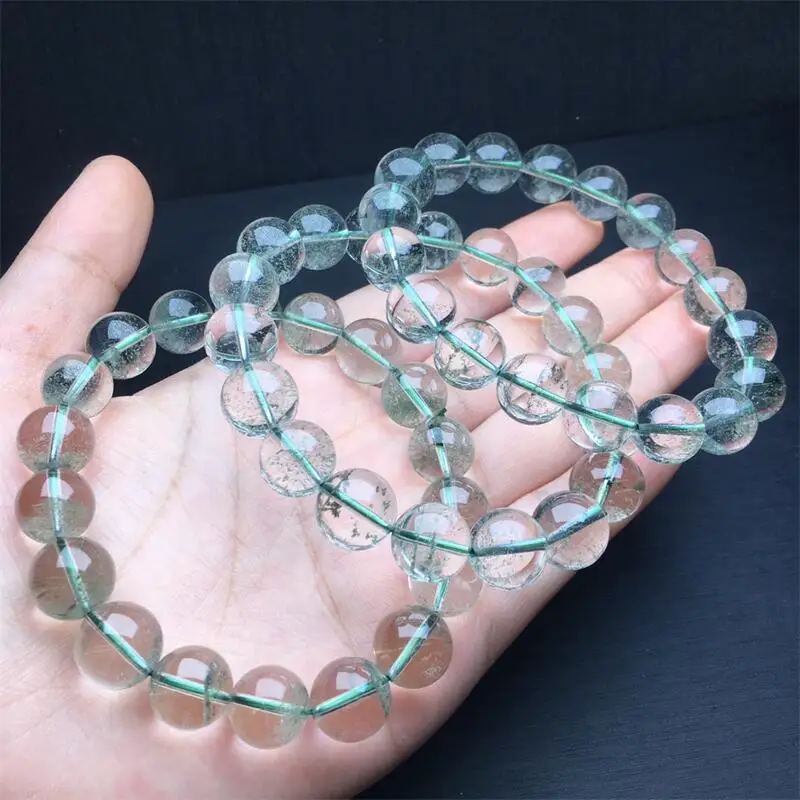 11 мм натуральный зеленый садовый кварцевый браслет подвески ручной работы