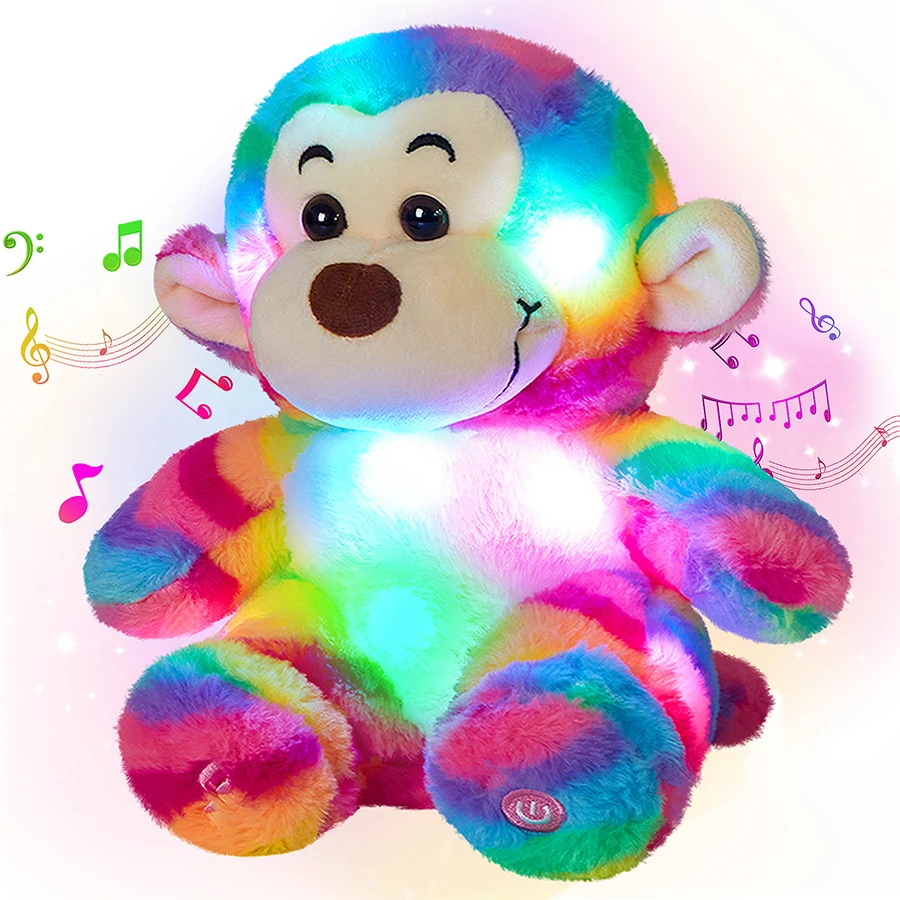 

27cm LED Plush Toy Luminous Monkey Doll Colorful Light Stuffed Music Cute Cartoon Animals Gift for Girls Kids Home Regalo Niña