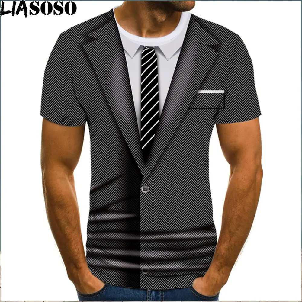 

Футболки liaseo с 3D принтом, летний пиджак, костюм с имитацией узора, модная трендовая черная футболка, забавный свитшот в стиле ретро, персонализированный Повседневный